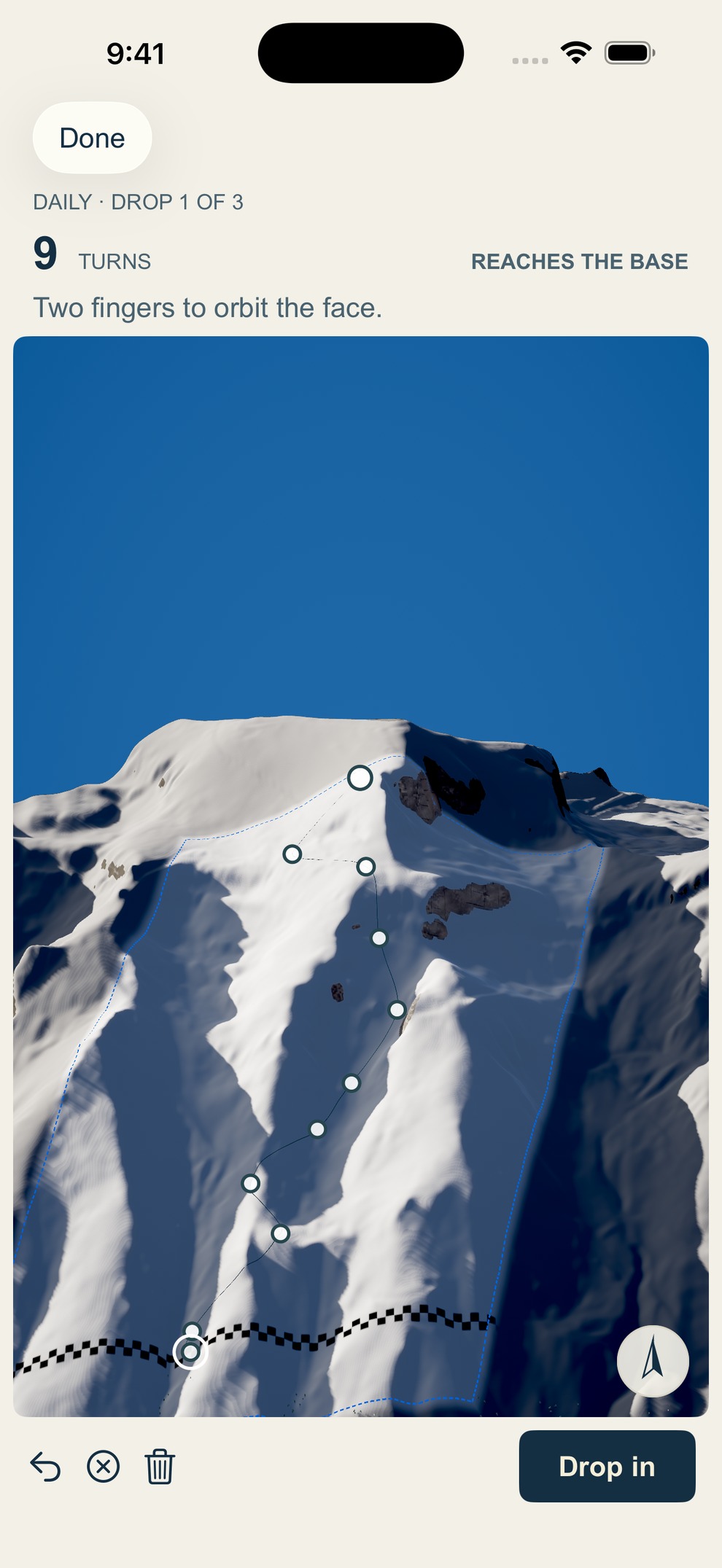 Alta Chutes planning screen in First Tracks